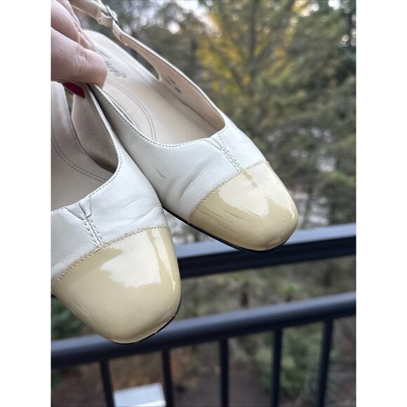 Trotters Sling Back Shoes Nude 7.5 M Tan Women’s Made In Brazil Cap Toe Pump - Picture 15 of 16